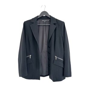 Lafayette 148 New York Blazer Jacket Size 20 Black Shoulder Pads Career Office